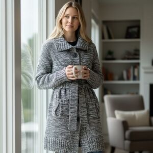 Papaya Gray Knit Women's Cardigan Cowl Neck. 16 Ptp  NwOT